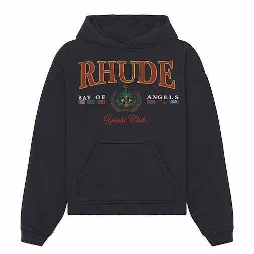 Rhude Bay Of Angels Hoodie 'Black' Royal Ease Airflow Mesh Panels