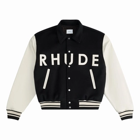 LayeredConstruction Run Core Rhude Collegiate Jacket 'Black/Cream'
