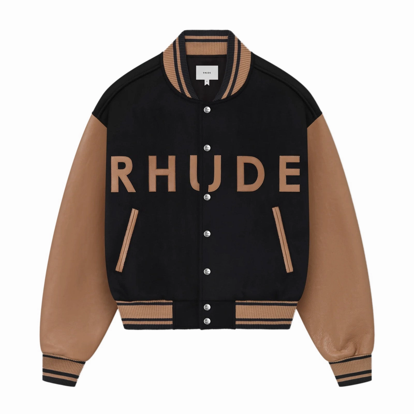 Rhude Logo Varsity Jacket 'Navy/camel' Semi Formal Epic Glow