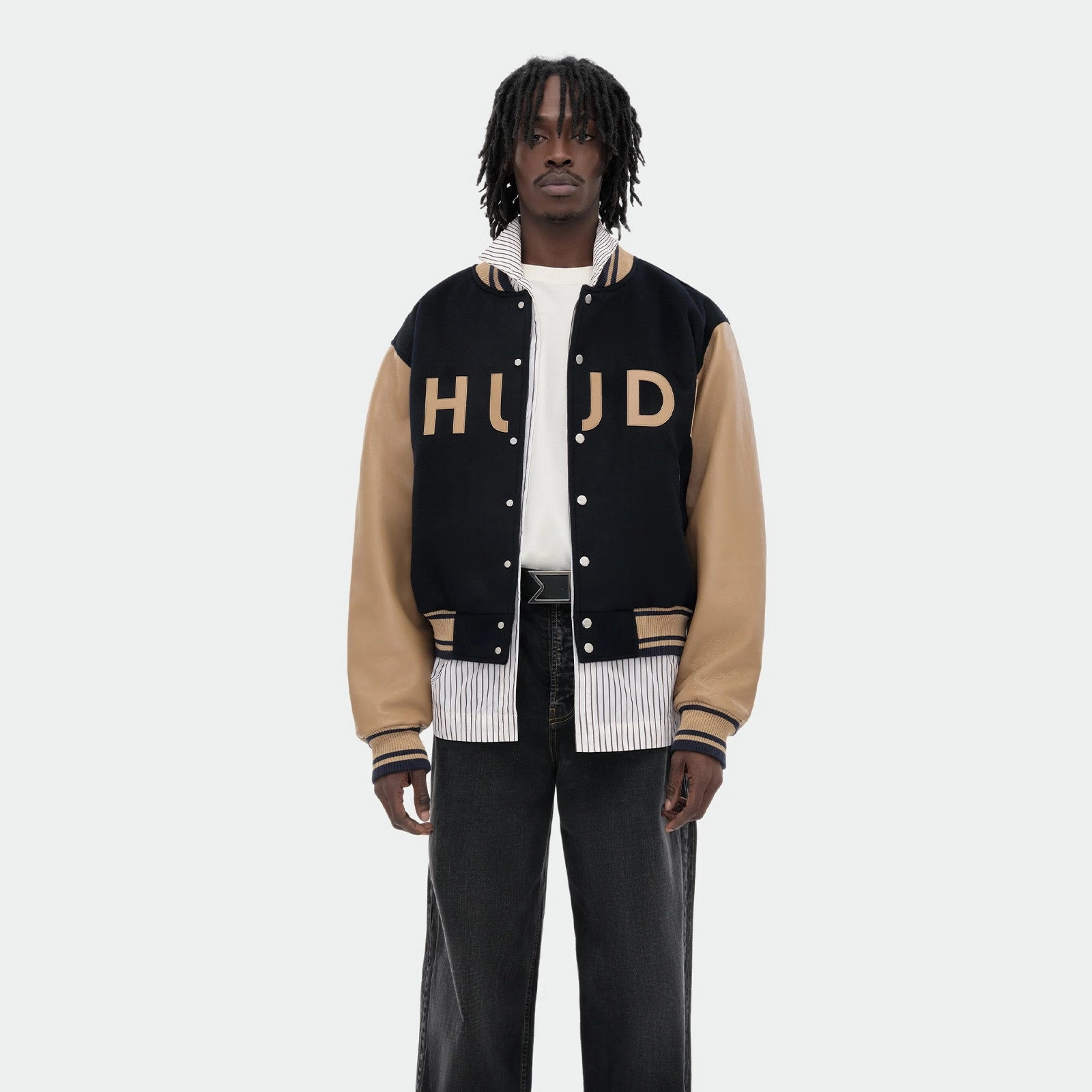 Rhude Logo Varsity Jacket 'Navy/camel' Relax Vibe