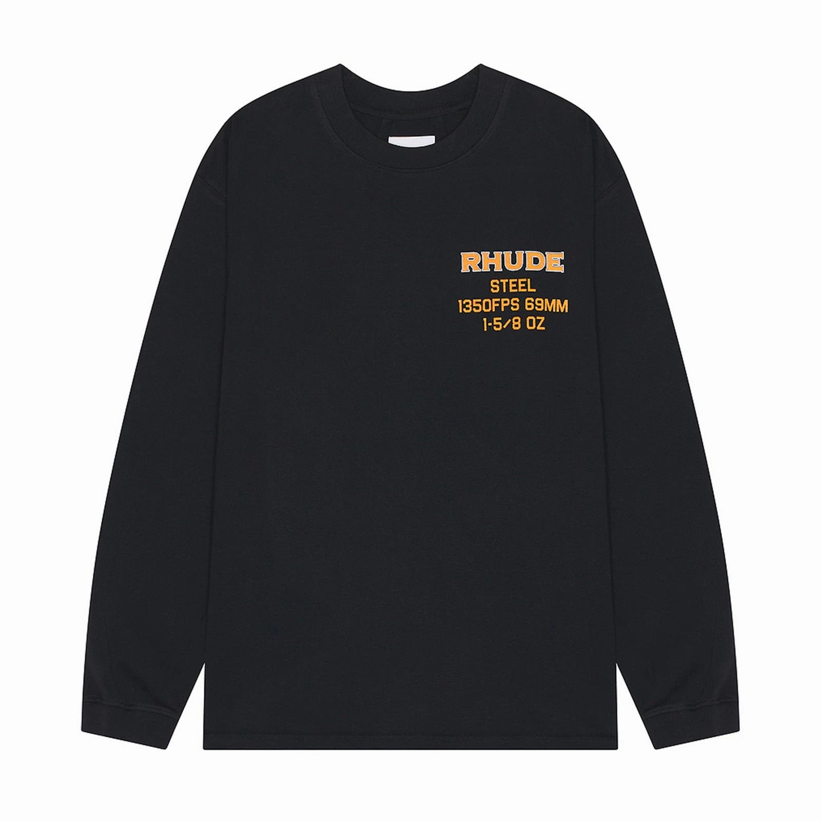 Cozy Dress TaglessNeckline Rhude Steel Long Sleeve T- Shirt 'Vintage Black'
