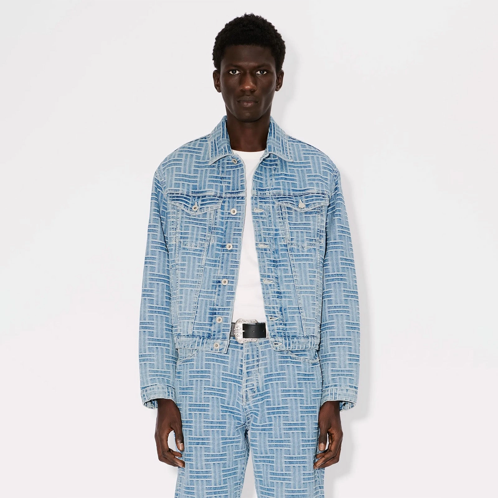 Kenzo Weave Trucker Jacket 'Denim' Breathable Material
