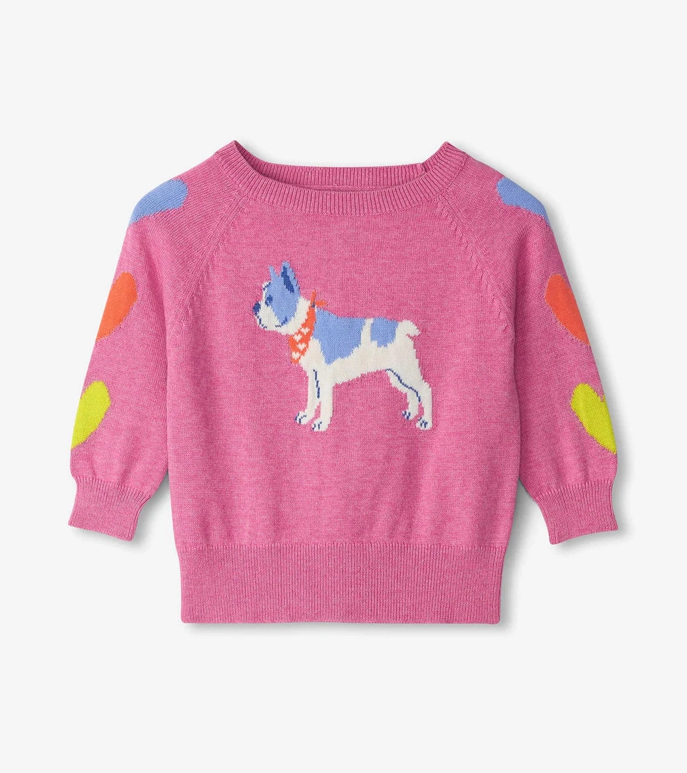 Superhero outfits for kids Hatley Raglan Pullover Sweater - French Bulldog