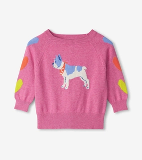 Car ride wear for kids Hatley Raglan Pullover Sweater - French Bulldog