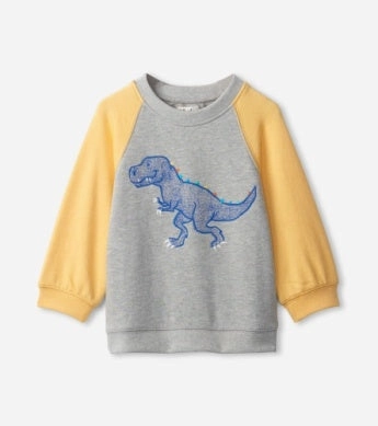Hatley Real Dino Pull Over Sweatshirt Retro Unisex kids' clothing