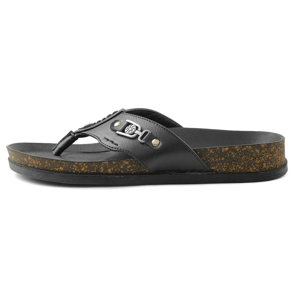 Healers Black Casual Slipper For Men CSS-28E By Liberty running for adventure Unidirectional Flex Lines