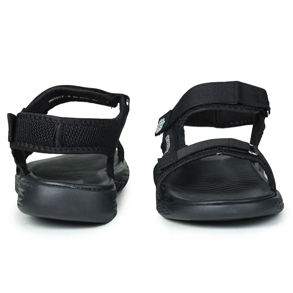 A-HA Casual Black Sandals For Men IMPACT-8 By Liberty traction - enhanced shoes Decoupled Heel Zone