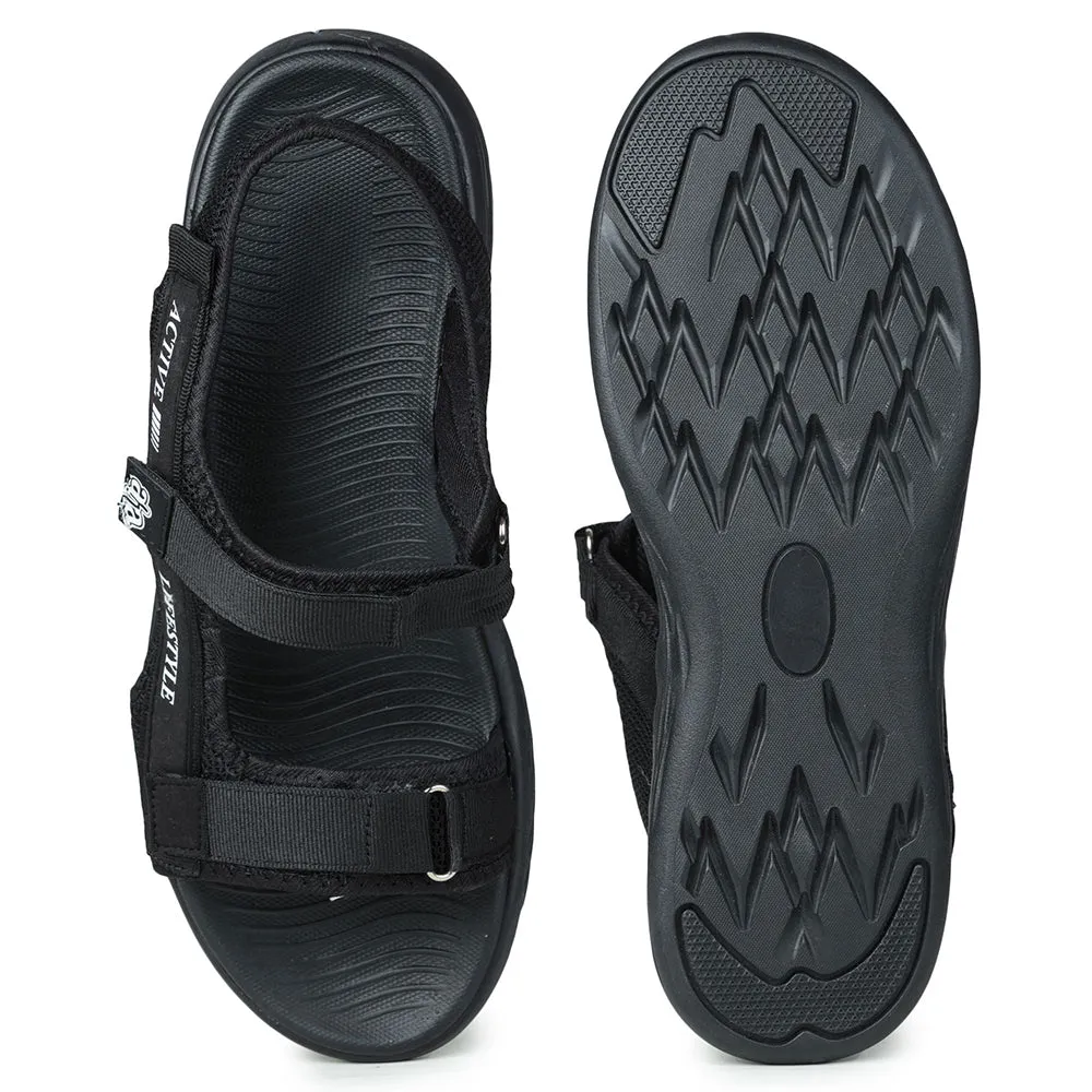 safari - themed running wear A-HA Casual Black Sandals For Men IMPACT-8 By Liberty