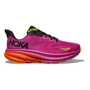 Hoka Clifton 9 - Fuchsia - Black running in a gondola station area shoes Temperature Control Lining