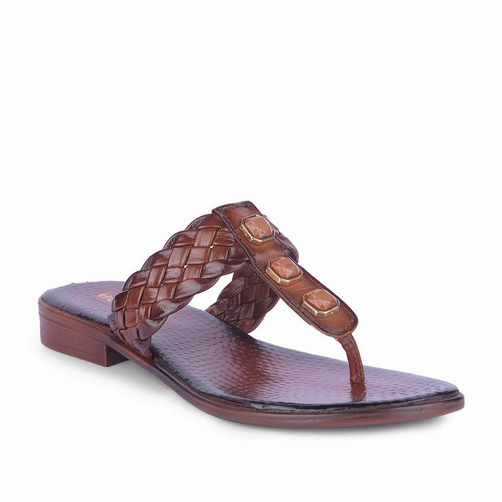 Healers Fashion Tan Ethnic Slipper For Women TLO-53 By Liberty fast - paced running shoes high - top protection