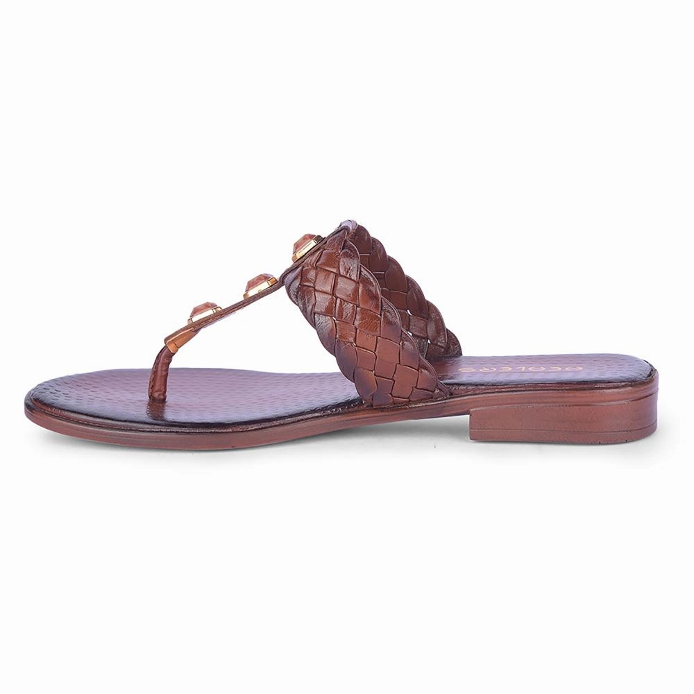 running in a beam bridge area shoes Healers Fashion Tan Ethnic Slipper For Women TLO-53 By Liberty