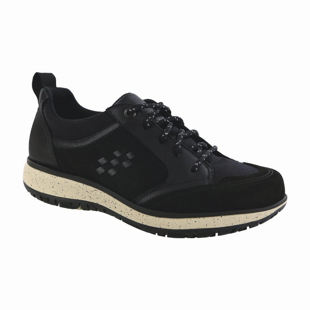 SAS Women's Boulder Lace-Up Walking Shoes - Black Ash ElasticBinding GridTexture