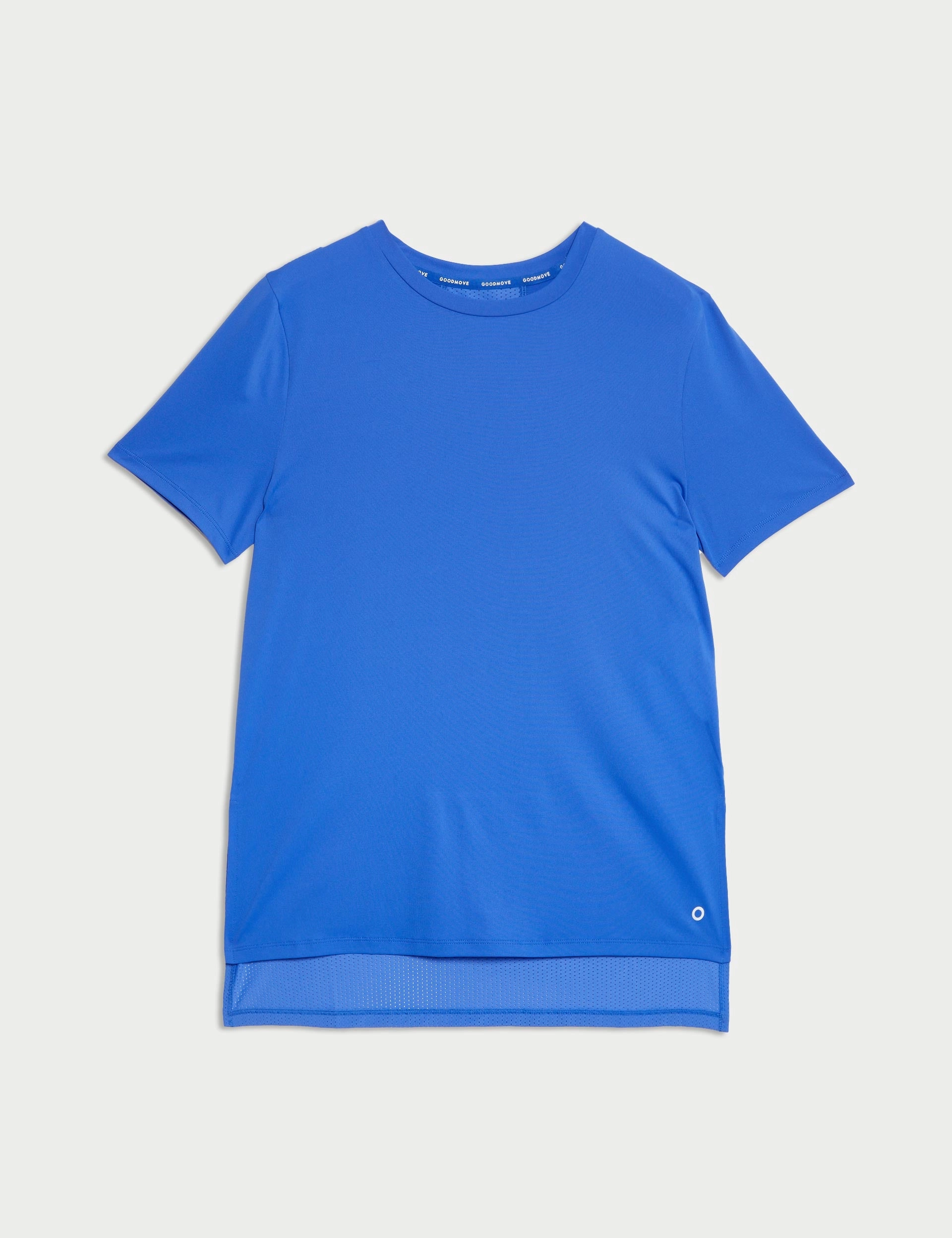 Four Way Stretch Material Airflow Ventilation Scoop Neck Mesh Back T-Shirt - Cobalt