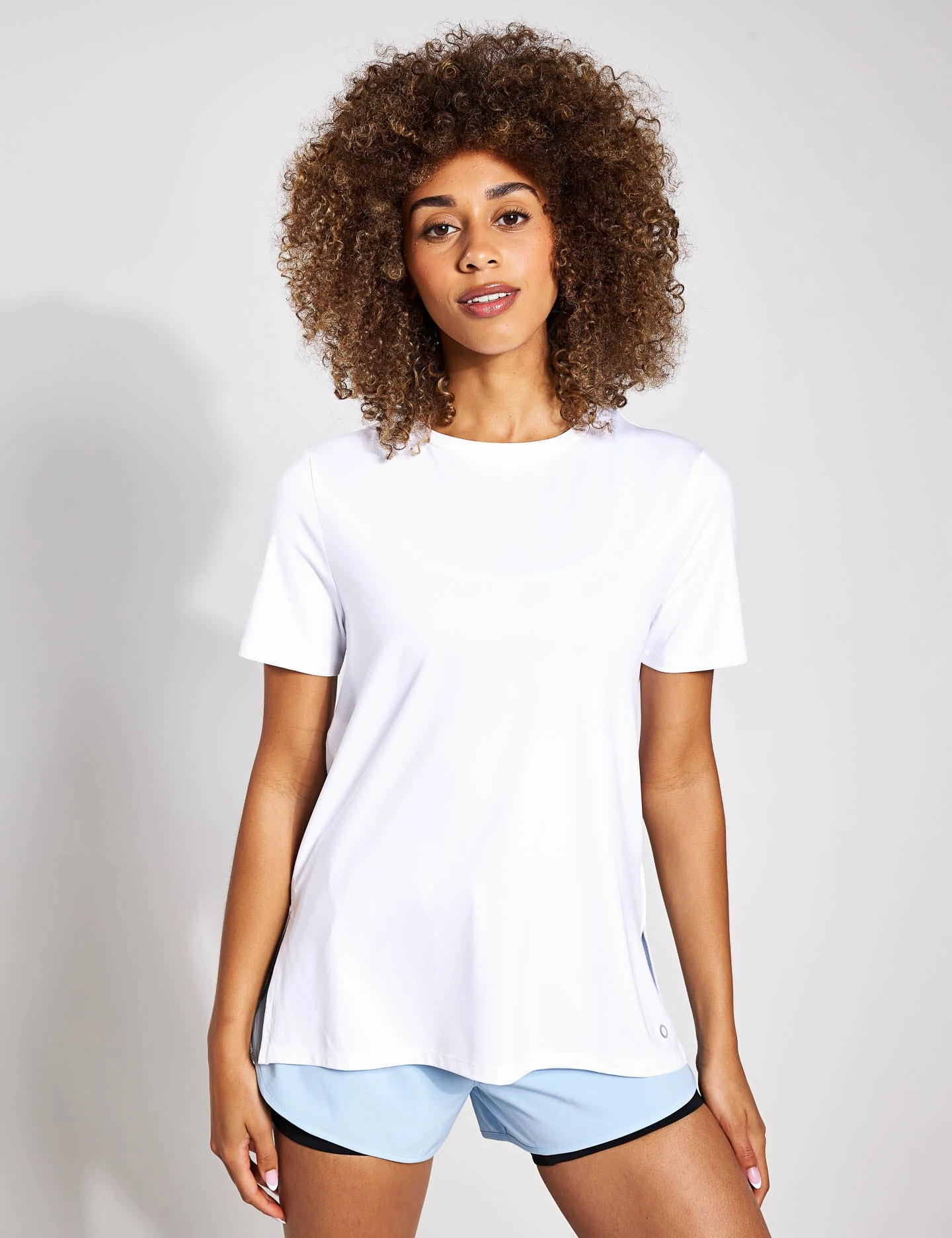 Trendy Comfort Scoop Neck Mesh Back T-Shirt - White