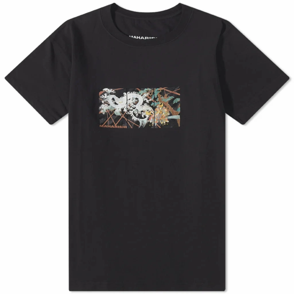 Maharishi Triptcych Water Dragon T-Shirt 'Black' AdjustableHemline Soft Core