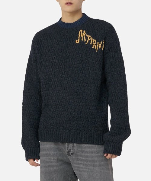 Neat Edge AbrasiveReinforcedZones Marni Roundneck Sweater 'Ink'