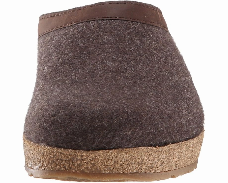 Haflinger GZL Leather Trim Grizzly Clog - Smokey Brown QuickDryDesign