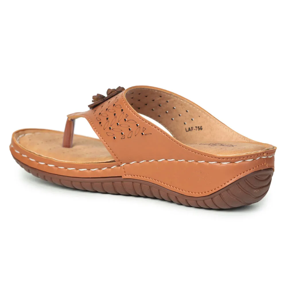 Senorita Casual Tan Slippers For Women LAF-756 By Liberty carbon fiber plate Dynamic Heel Lock