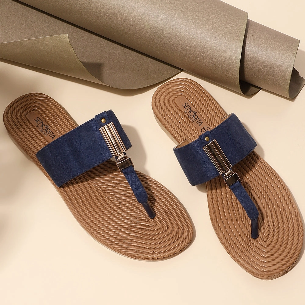 Senorita Casual Blue Slipper For Women M1-30 By Liberty synthetic - upper - durability shoes Pastel color option