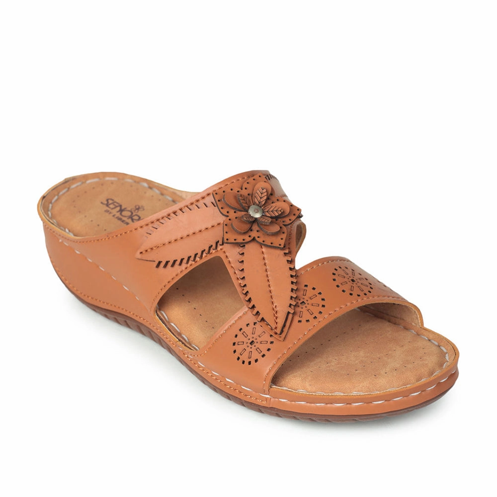 Senorita Fashion (Tan) Slippers For Women LAF-755 By Liberty Sports Footwear Hyperglide Movement Tech