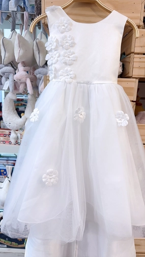 Chic Precision Business Design Jolene CD9136 White Dress with Tulle Skirt