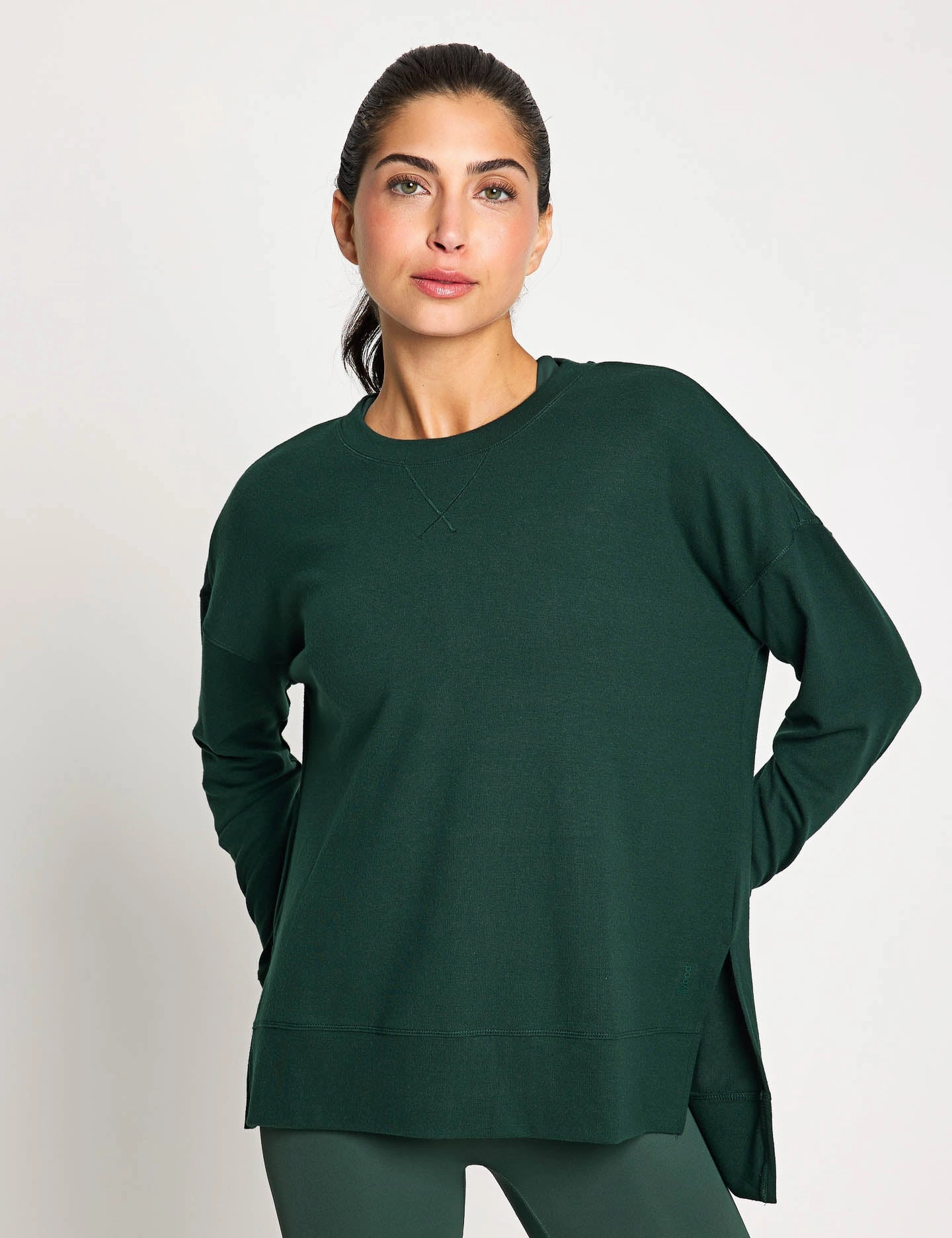 Glossy Look Warm Layers Shelby Sweat - Deep Green