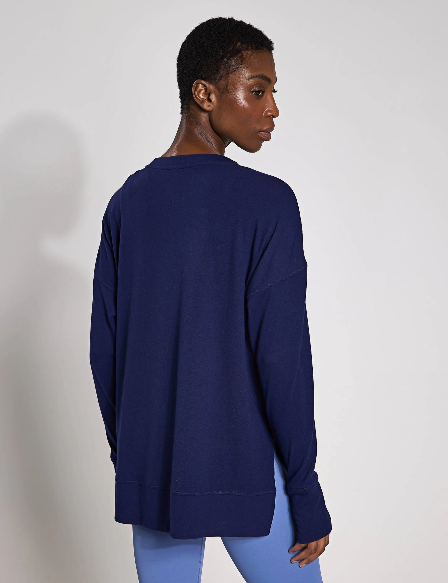 High Neck Collar Shelby Sweat - Navy Blue