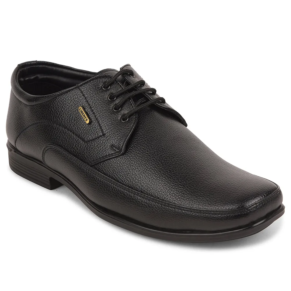 Fortune Black Formal Lacing Derby Shoes For Men UVL-134 By Liberty Comfort Topline