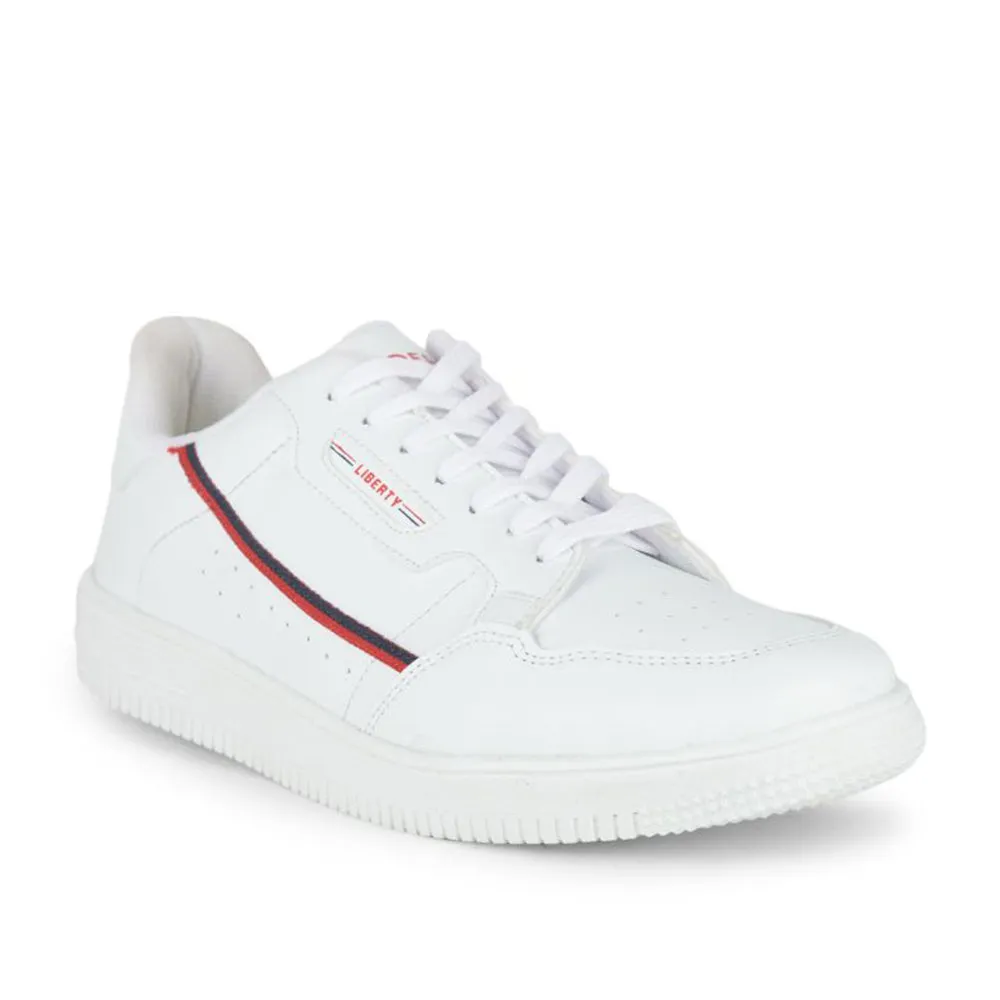 Gliders White Lacing Sneakers For Men SNK-701 By Liberty easy - clean shoes