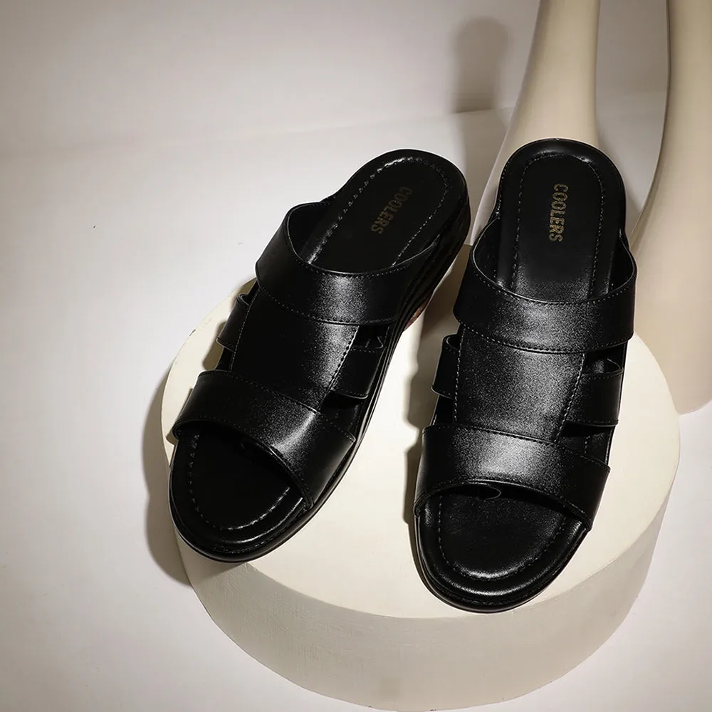 Coolers Casual (Black) Slippers For Men 7123-120 By Liberty college - team - themed running shoes Non Slip Internal Sockliner