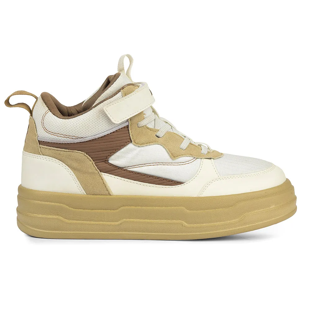 Leap7x Beige Sporty Casual Lacing Sneakers For Women STYLO-10 By Liberty Removable components Anti Irritation Seams