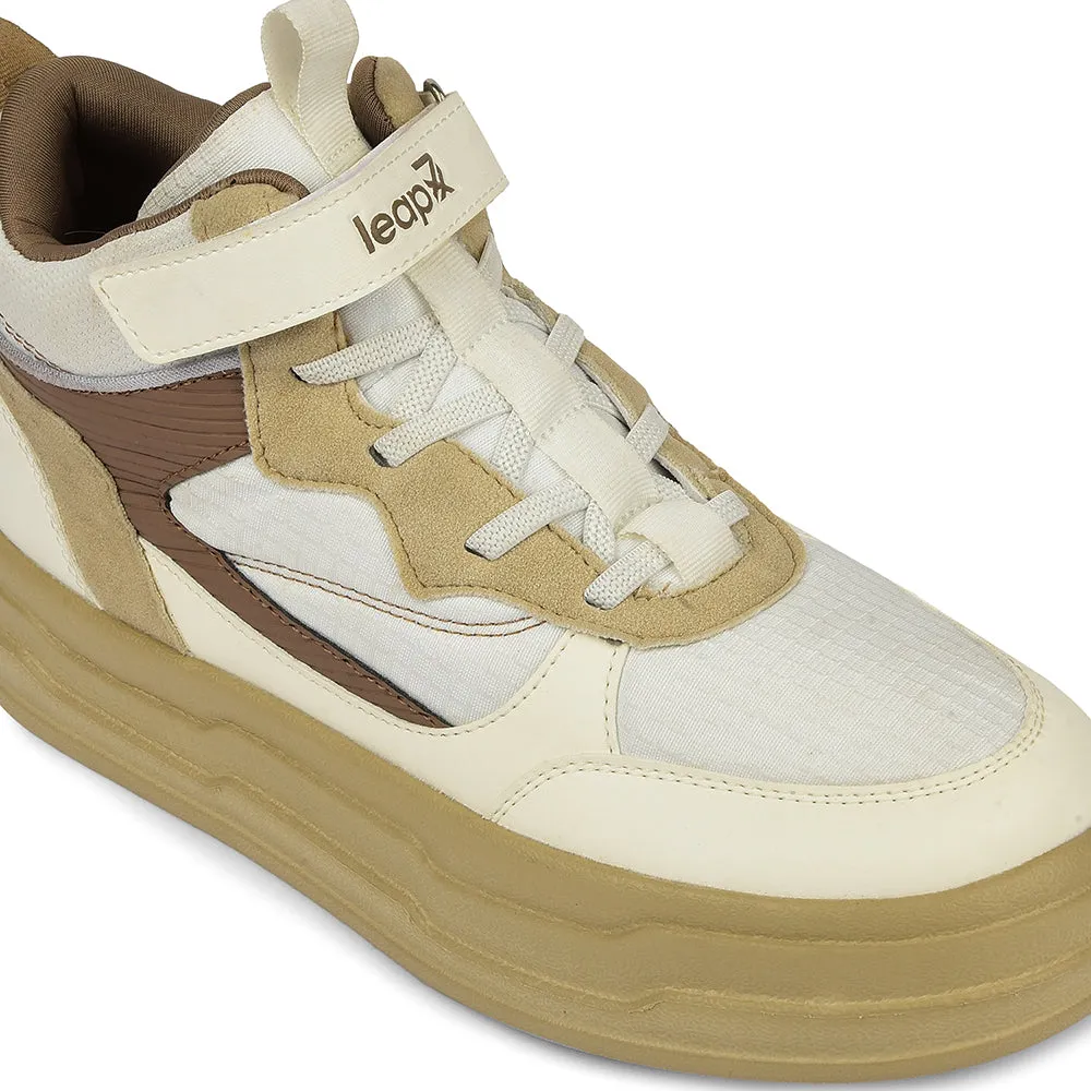 medallion - decorated running wear Leap7x Beige Sporty Casual Lacing Sneakers For Women STYLO-10 By Liberty