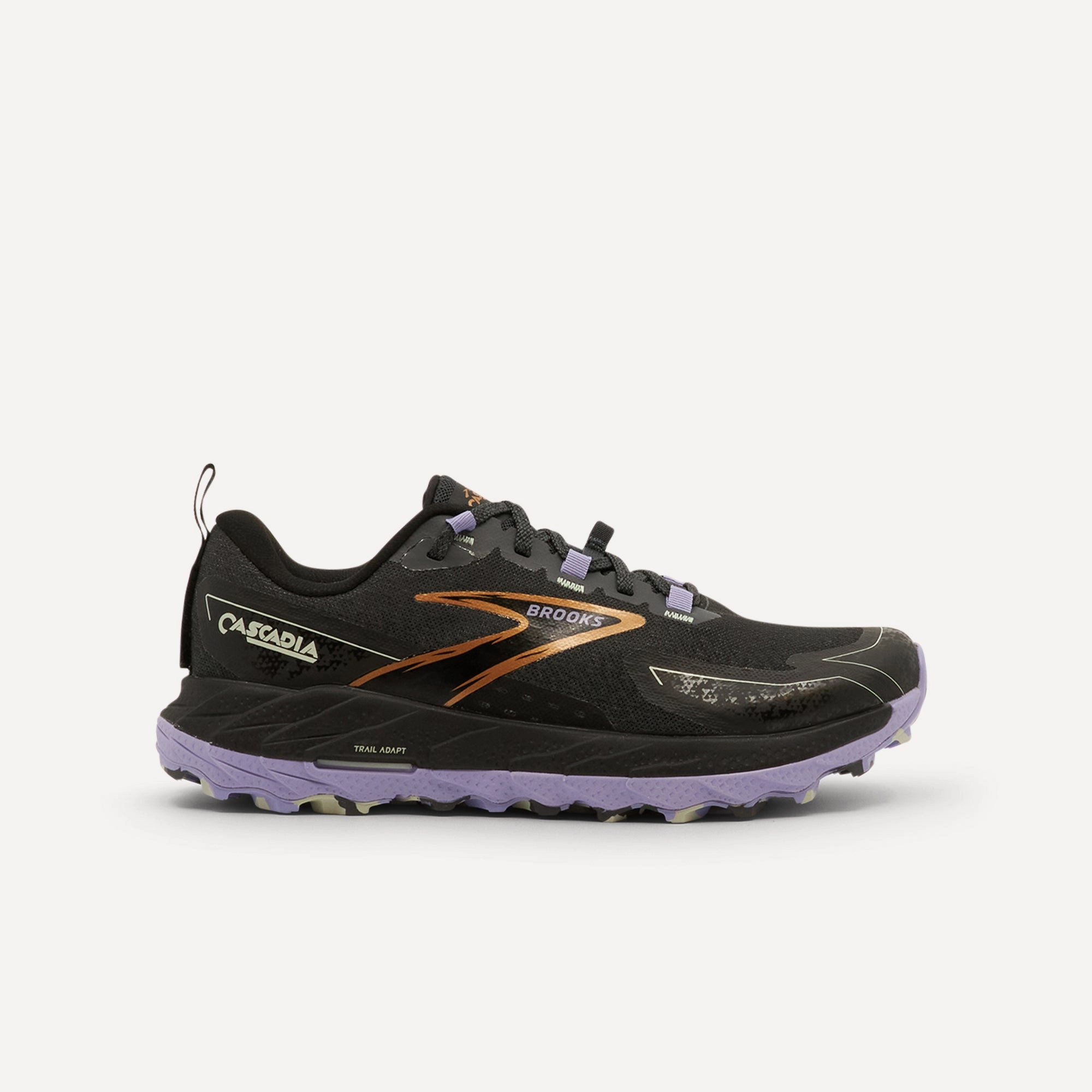 Minimal Drop Profile Brooks Cascadia 18 Ebony / Lavender / Copper Womens