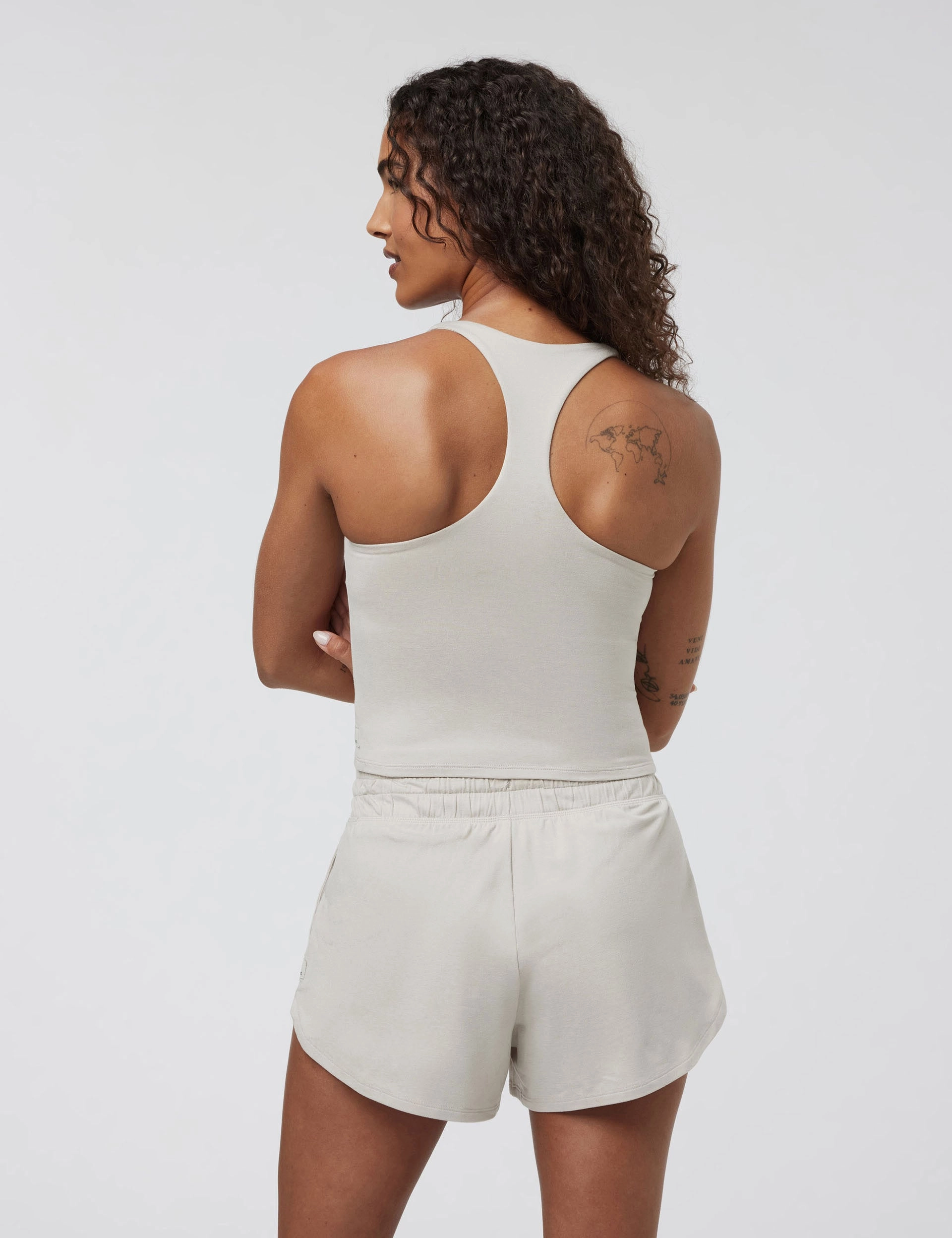 Lightweight Thermal Halo Performance Crop 2.0 - Ecru Heather