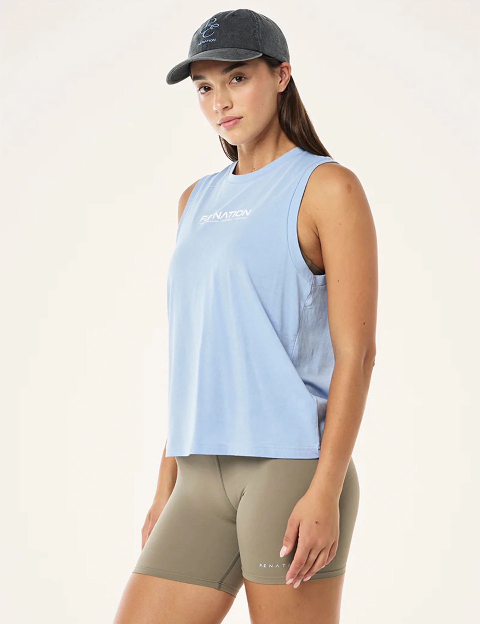 Shuffle Tank - Dusty Blue Soft Cotton Blend
