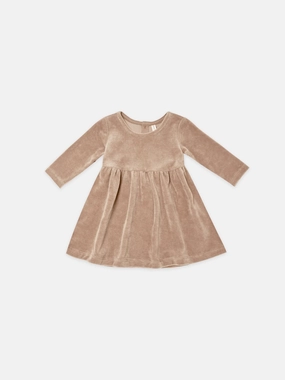 Quincy Mae Blush Velour Long Sleeve Dress Recycled Adorable
