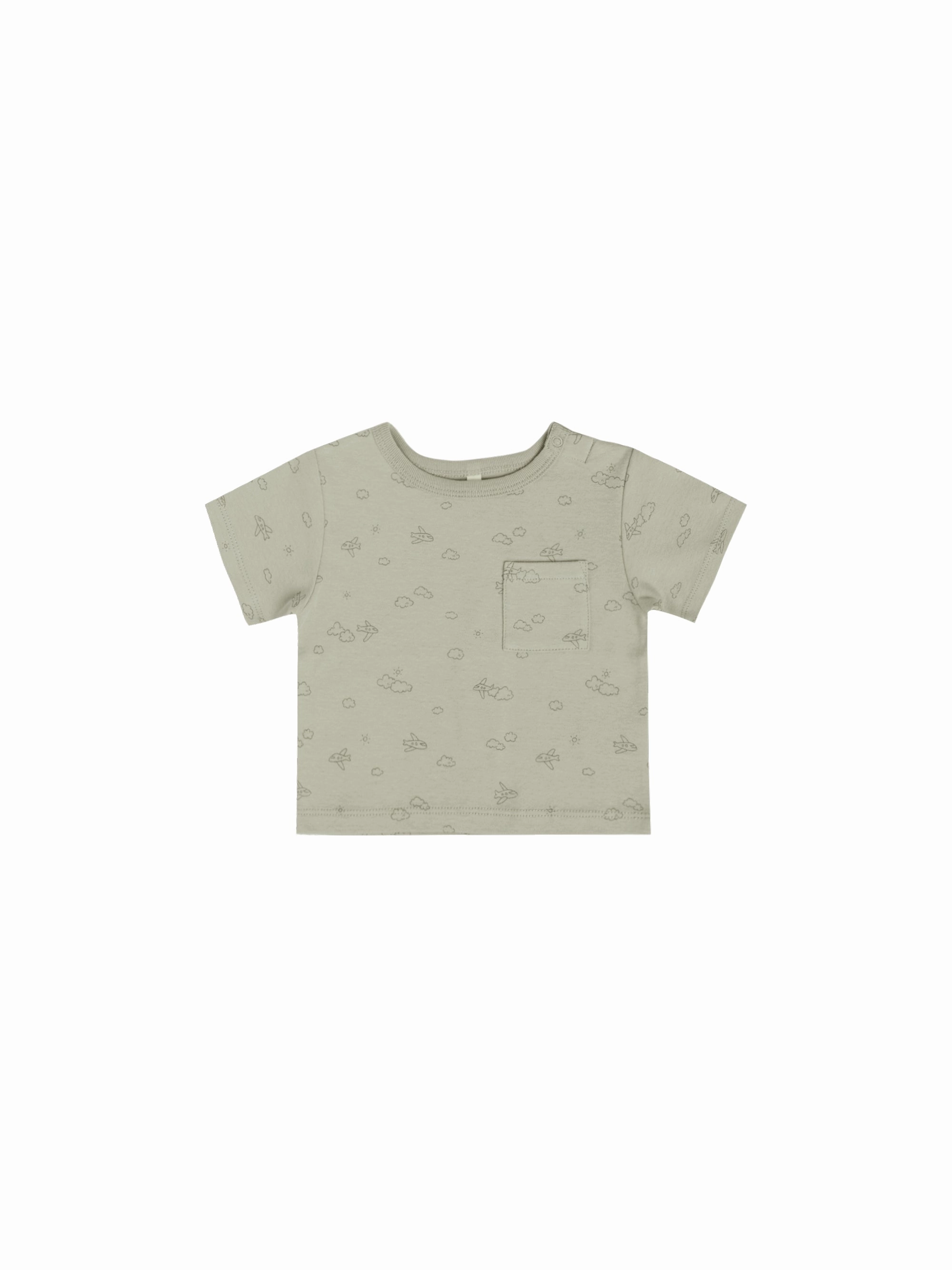 Hiking clothes for kids Quincy Mae Boxy Pocket Tee - Airplanes