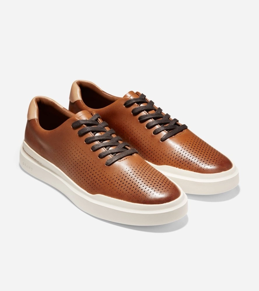DoubleStitched Seams Cole Haan Men's GrandPro Rally Laser Cut - British Tan/Ivory