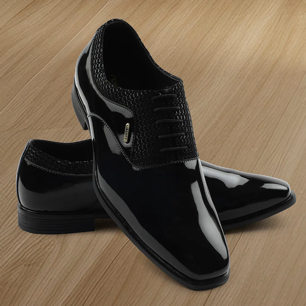Fortune Black Formal Lacing Oxford Shoes For Mens A998-07 By Liberty Reinforced Heel Cage