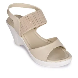 Senorita By Liberty D1-09 Fashion (Cream) Wedges Heel Sandal For Women Moisture Management fitness enthusiasts' preference