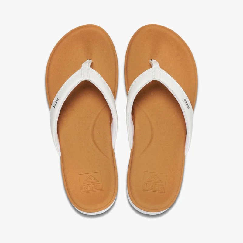 Reef Women's Cushion Cloud - White/Tan Smooth Edge Binding