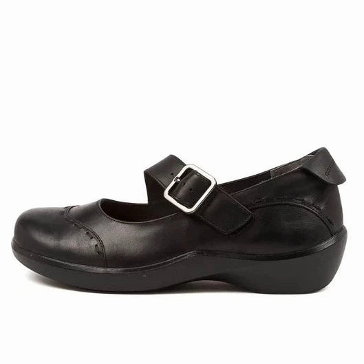 Fast Fit Ziera Shoes Women's Angel Comfort Mary Jane - Black Leather