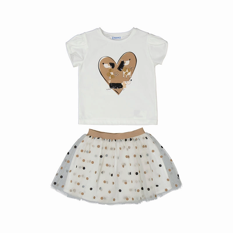 Mayoral Tulle Skirt Set - Natural Rayon made kids' clothes
