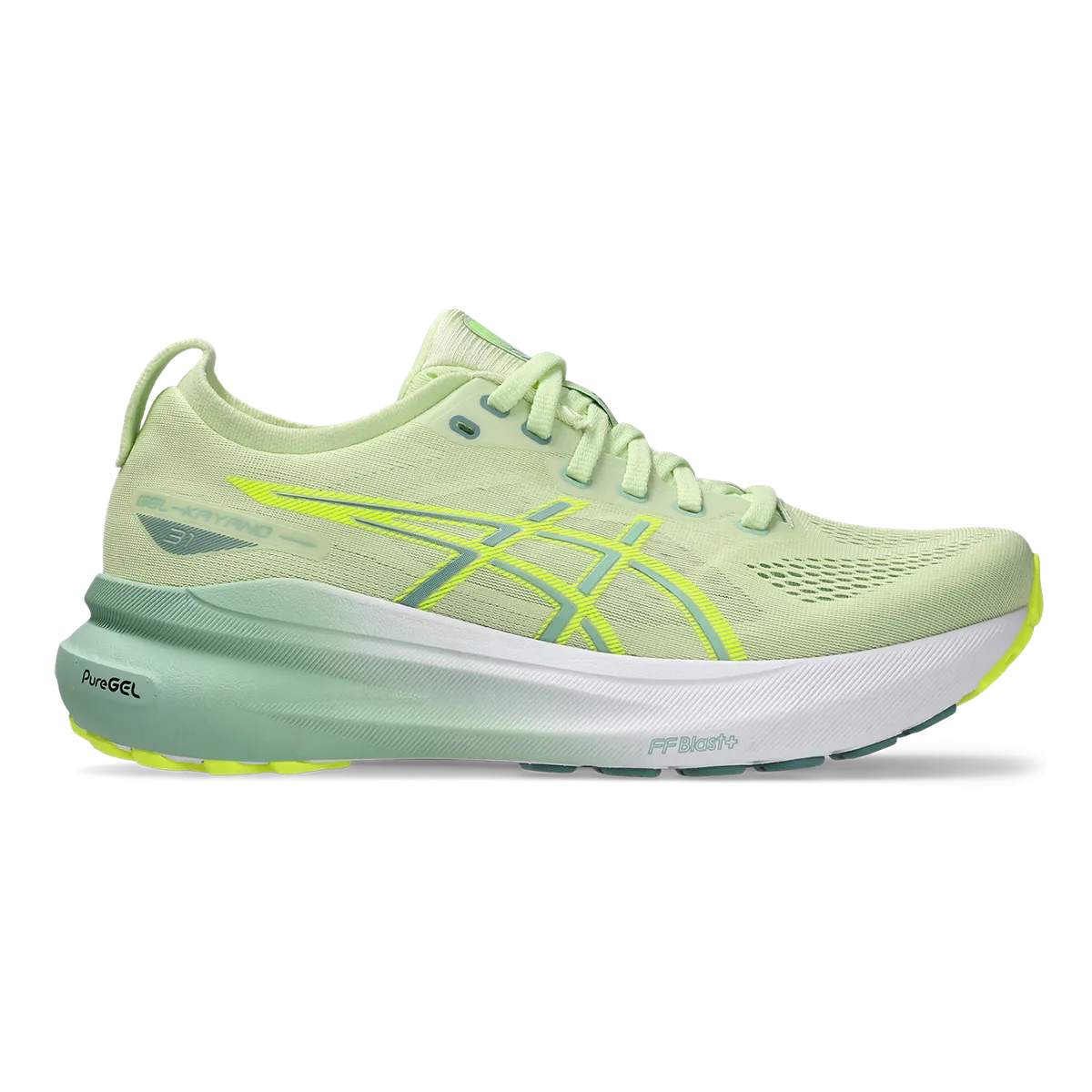 Asics Gel Kayano 31 - Cool Matcha - Light Celadon Asymmetric Lacing Configuration