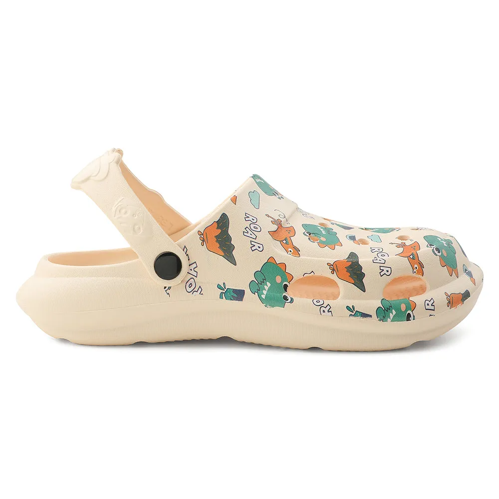 Thermal Regulating Lucy & Luke Beige Casual Slingback Printed Clogs For Kids ALEX-K2E By Liberty