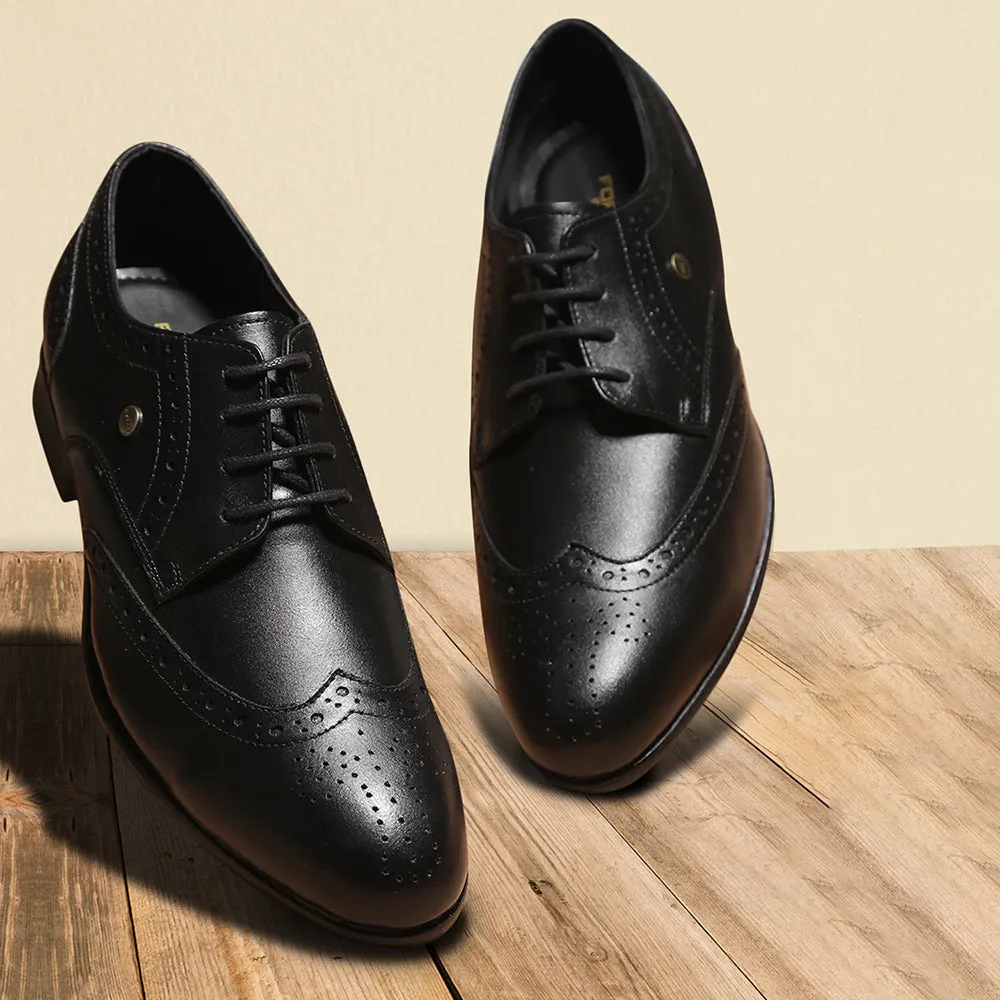 Comfort Cushioning Fortune Black Lacing Formal Oxford Shoes For Men BELGIUM01E By Liberty