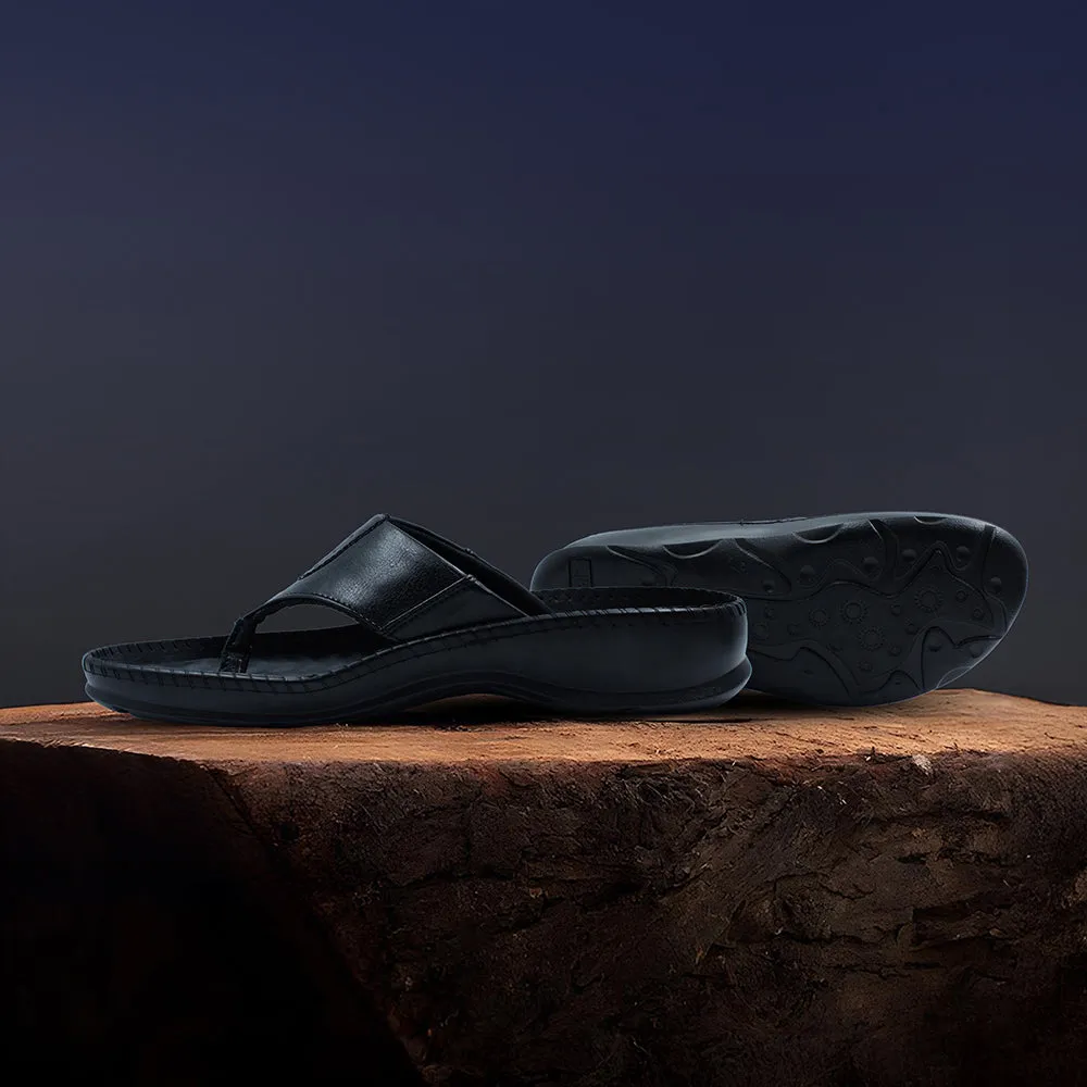 Coolers Black Casual Slipper For Men META-1 By Liberty cushioned leather shoes running in a floating bridge area shoes