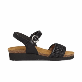 Festival Air Naot Women's Cecile - Shiny Black/Black Raffia