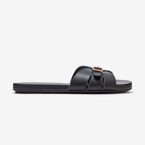 Sunday Slides - Black non - breathable lining shoes Tensile Bar Weaving