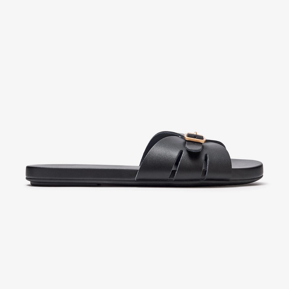 Sunday Slides - Black non - breathable lining shoes Tensile Bar Weaving